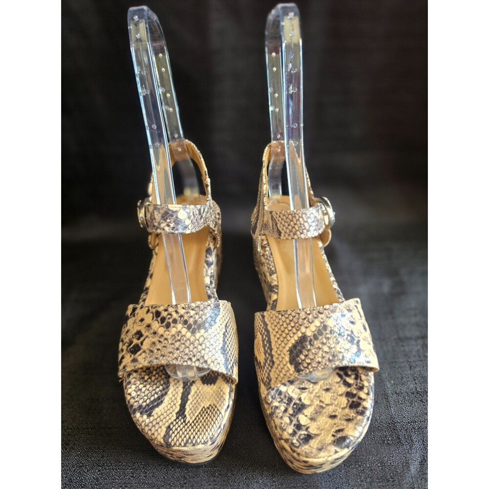 Aquatalia Size 8 Snake Print Leather Platform Sandals Neutral Diani NWOB - Picture 1 of 11